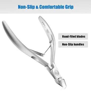 Cuticle Trimmer with Cuticle Pusher - Cuticle Remover Cuticle Nipper Professional Stainless Steel Cuticle Cutter Clipper Durable Pedicure Manicure Tools for Fingernails and Toenails - Half Jaw