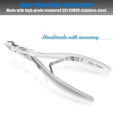 Cuticle Trimmer with Cuticle Pusher - Cuticle Remover Cuticle Nipper Professional Stainless Steel Cuticle Cutter Clipper Durable Pedicure Manicure Tools for Fingernails and Toenails - Half Jaw
