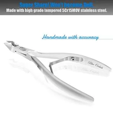 Cuticle Trimmer with Cuticle Pusher - Cuticle Remover Cuticle Nipper Professional Stainless Steel Cuticle Cutter Clipper Durable Pedicure Manicure Tools for Fingernails and Toenails - Half Jaw