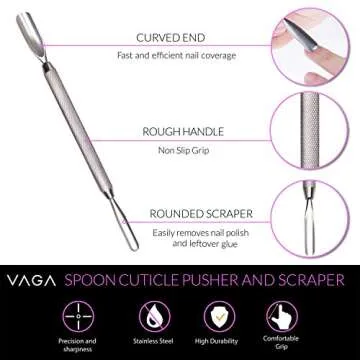VAGA Cuticle Pushers Split End Trimmer And Ingrown Toenail Tool, Cuticle Trimmer Nail Nipper, Flase Nail Clipper Pedicure Kit. Easy To Use VAGA Professional Nail Tools, Nail Clippers, Cutical Pusher