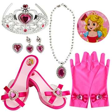 kuaima Girls Princess Dress Up Shoes Set Princess Gift Pretend Jewelry Toys Set Princess Role Play Collection Kit Gift for Birthday Halloween Christmas Party for 3 4 5 6 Years Old Girls and up