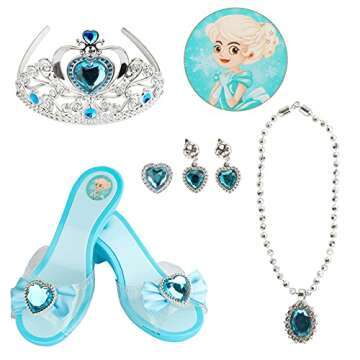 kuaima Girls Princess Dress Up Shoes Set Princess Gift Pretend Jewelry Toys Set Princess Role Play Collection Kit Gift for Birthday Halloween Christmas Party for 3 4 5 6 Years Old Girls and up