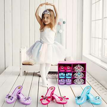 kuaima Girls Princess Dress Up Shoes Set Princess Gift Pretend Jewelry Toys Set Princess Role Play Collection Kit Gift for Birthday Halloween Christmas Party for 3 4 5 6 Years Old Girls and up