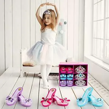 kuaima Girls Princess Dress Up Shoes Set Princess Gift Pretend Jewelry Toys Set Princess Role Play Collection Kit Gift for Birthday Halloween Christmas Party for 3 4 5 6 Years Old Girls and up