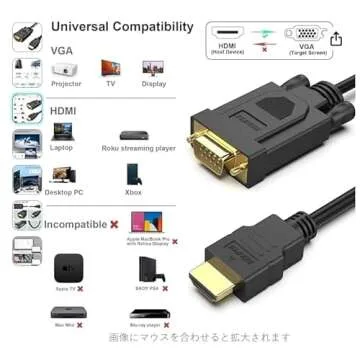BENFEI HDMI to VGA 6 Feet Cable, Uni-Directional HDMI Computer to VGA Monitor Cable (Male to Male) Compatible for Computer, Desktop, Laptop, PC, Monitor, Projector, HDTV, Roku, Xbox