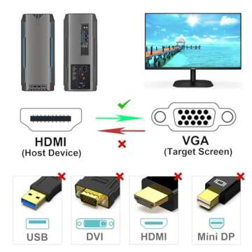 BENFEI HDMI to VGA 6 Feet Cable, Uni-Directional HDMI Computer to VGA Monitor Cable (Male to Male) Compatible for Computer, Desktop, Laptop, PC, Monitor, Projector, HDTV, Roku, Xbox