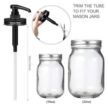 Meanplan 4 Pack Mason Canning Jar Syrup Dispenser Coffee Syrup Dispenser Pump Lids Set with Labels a...