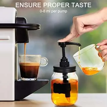 Meanplan 4 Pack Mason Canning Jar Syrup Dispenser Coffee Syrup Dispenser Pump Lids Set with Labels and Pen Honey Pump for 16 oz Regular Mouth Mason Canning Jars