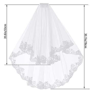 jiebor White Lace Veil Bridal Wedding Veils Halloween Veil for Women Brides Wedding Bridal Shower