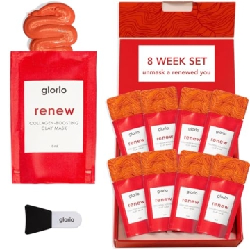 Glorio RENEW: 8 Collagen Boosting Clay Face Mask Treatments - Rare Red Clay - 8 Week Beauty Gift Set...