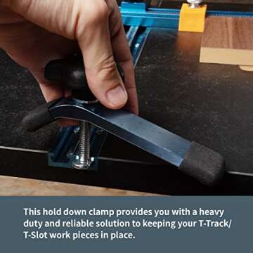 POWERTEC 71083 T-Track Hold Down Clamp, 5-1/2” L x 1-1/8” W, 1 Pack, T Track Clamps for Woodworking