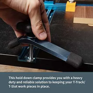 POWERTEC 71083 T-Track Hold Down Clamp, 5-1/2” L x 1-1/8” W, 1 Pack, T Track Clamps for Woodworking