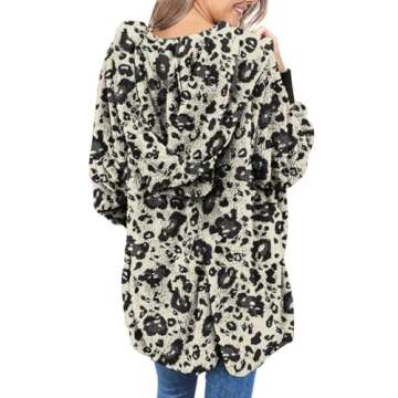 Dokotoo Plus Size Oversized Fuzzy Winter Leopard Cardigan Coat