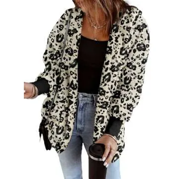 Dokotoo Plus Size Fuzzy Leopard Cardigan for Women