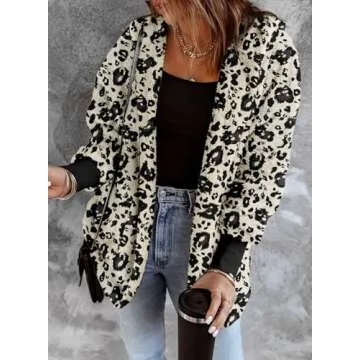 Dokotoo Plus Size Fuzzy Leopard Cardigan for Women