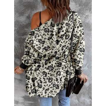 Dokotoo Plus Size Fuzzy Leopard Cardigan for Women