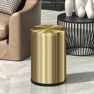 LEASYLIFE Antique Gold Trash Can for Elegant Spaces