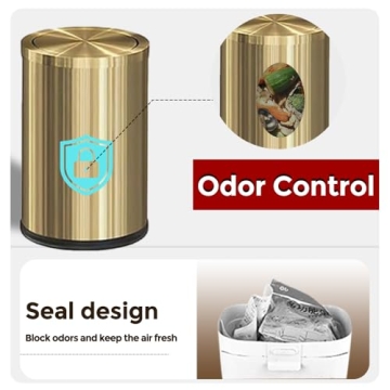 LEASYLIFE Antique Gold Trash Can for Elegant Spaces