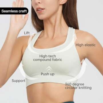 AMRIY Racerback Sports Bras for Women Medium Support Padded Bra Seamless Women's Sports Wireless Bra