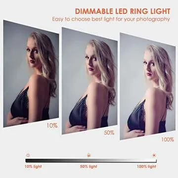 GEEKOTO Ring Light with LCD Display and Stand, 18-inch Ring Light for Phone and Camera,Ring Light with Phone Holder 48W, 3300K- 5600K for Photography, Makeup, YouTube Video Shooting