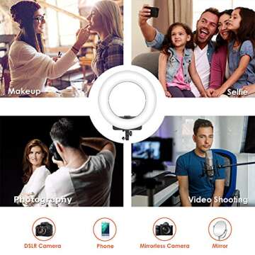GEEKOTO Ring Light with LCD Display and Stand, 18-inch Ring Light for Phone and Camera,Ring Light with Phone Holder 48W, 3300K- 5600K for Photography, Makeup, YouTube Video Shooting