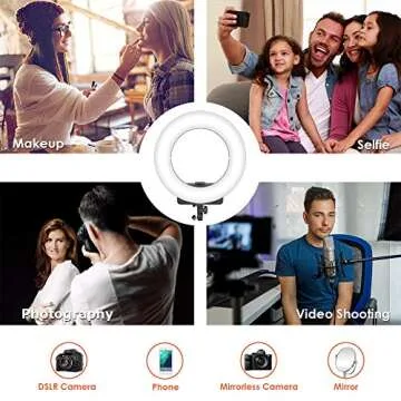 GEEKOTO Ring Light with LCD Display and Stand, 18-inch Ring Light for Phone and Camera,Ring Light with Phone Holder 48W, 3300K- 5600K for Photography, Makeup, YouTube Video Shooting