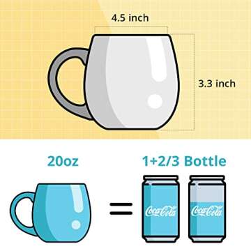 LIFVER 20 Ounces Coffee Mugs Set of 4, Large Ceramic Coffee Mugs with Handles for Coffee Tea Hot Cocoa, Espresso Cups Gifts for him her, Jumbo Soup Mugs Set of 4