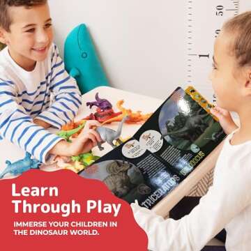 PREXTEX Dinosaur Toys for Kids 3-5 - 12 Dinosaur Figurines and Dinosaur Book for Kids with Sound - R...