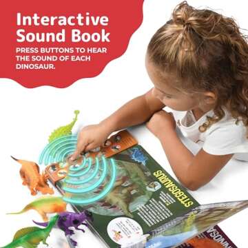 PREXTEX Dinosaur Toys for Kids 3-5 - 12 Dinosaur Figurines and Dinosaur Book for Kids with Sound - Realistic Toy Dinosaur Figures - Dino Toys with Sound Books for Kids