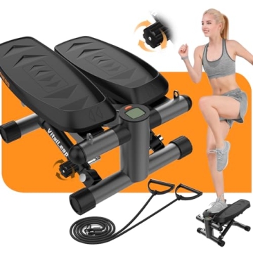 VitalLeap Stepper for Exercise | Adjustable Resistance Mini Stepper with Arm Bands