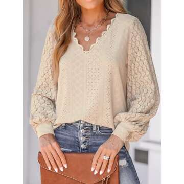 CUPSHE Women's Trendy Long Sleeve Lace Tops for All Occasions