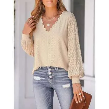 CUPSHE Women's Trendy Long Sleeve Lace Tops for All Occasions