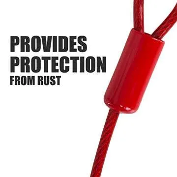 BV Dog Tie Out Cable 30 Feet - Dog Leads for Yard Heavy Duty - Up to 125 Pounds | Tie Out Cable for Dogs, Reflective Dog Lead, Dog Cable 30ft | Rust Free Dog Chain Outdoor | Dog Chain for Yard (Red)