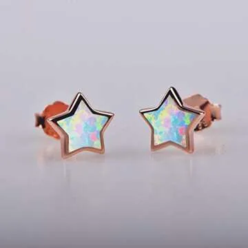 Cute Rose Gold Star Earrings for Sensitive Ears Gift