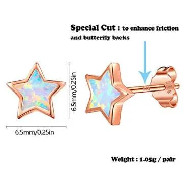 Cute Rose Gold Star Earrings for Sensitive Ears Gift