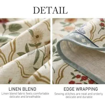 ISAENNE Floral Tablecloth for Round Tables,Linen Table Cloth with Colorful Flowers Pattern,Heavy Durable Table Cover for Dining Thanksgiving Kitchen Decor Party Christmas,Diameter 55"