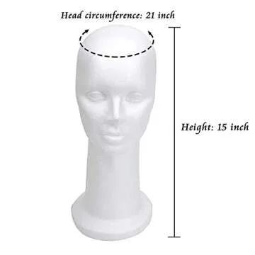 BHD BEAUTY 15" Foam Mannequin Head for Wig Styling