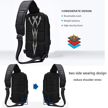 Men's Waterproof Sling Bag with USB Charging