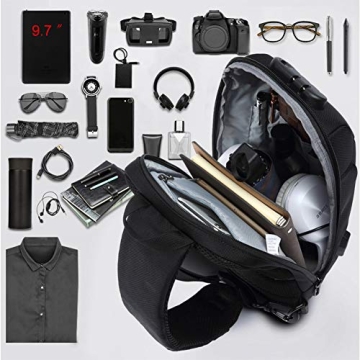 Men's Waterproof Sling Bag with USB Charging