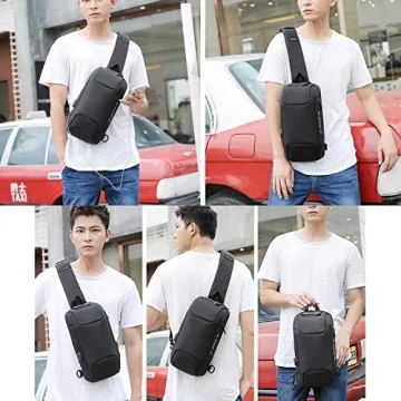 Men's Waterproof Sling Bag with USB Charging