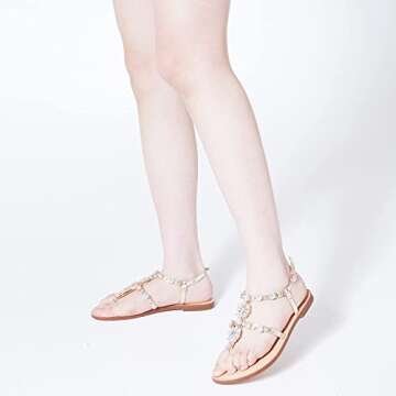 femfalme Rhinestone Flat Sandals for Women Sparkling Flip Flops Summer Gladiator Jeweled Sandals Beach Vacation Outdoor Bohemian Sandal Shoes