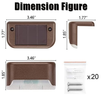 SOLPEX 20 Pack Solar Deck Lights Outdoor, Waterproof Led Lights for Outdoor Stairs, Step, Fence, Yard, Patio, and Pathway(Warm White)