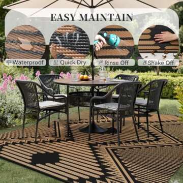 MontVoo Outdoor Rug-Waterproof Patio Rug Mat 5x8 Outdoor Carpet Mat Reversible Plastic Straw Outside...
