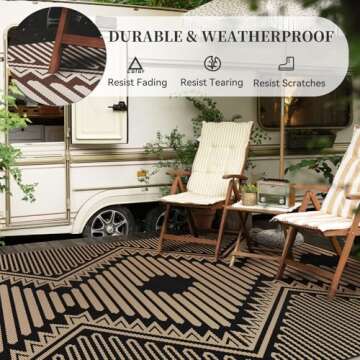 MontVoo Outdoor Rug 5x8 Waterproof Stylish Mat