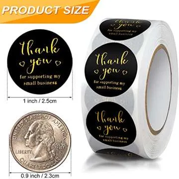 Thank You Round Stickers for Supporting My Small Business Adhesive Labels, 3-Color, 1inch (2000Pcs, ...