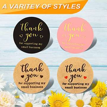Thank You Round Stickers for Supporting My Small Business Adhesive Labels, 3-Color, 1inch (2000Pcs, 4 Rolls, Each roll 500Pcs)