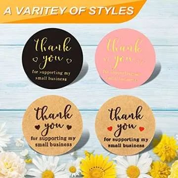 Thank You Round Stickers for Supporting My Small Business Adhesive Labels, 3-Color, 1inch (2000Pcs, 4 Rolls, Each roll 500Pcs)