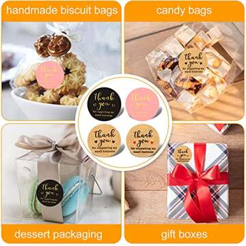 Thank You Round Stickers for Supporting My Small Business Adhesive Labels, 3-Color, 1inch (2000Pcs, 4 Rolls, Each roll 500Pcs)