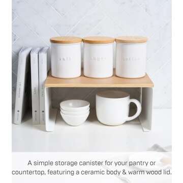 Yamazaki Home Tosca Ceramic Canister – Dry Food Kitchen Storage Container Organizer, White