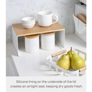 Yamazaki Home Tosca Ceramic Canister – Dry Food Kitchen Storage Container Organizer, White